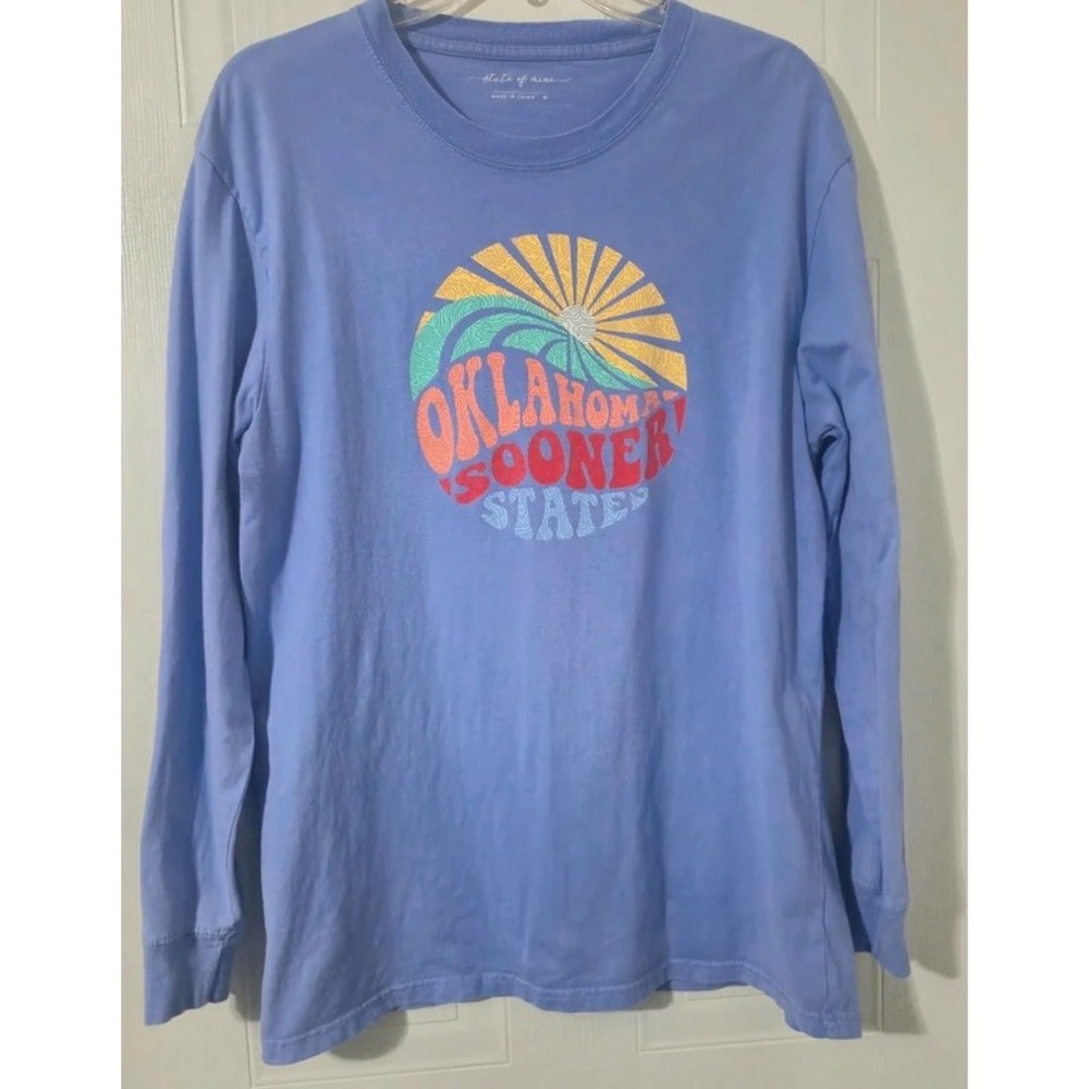 State of Mine Oklahoma Sooner State Long Sleeve T-Shirt Blue Medium